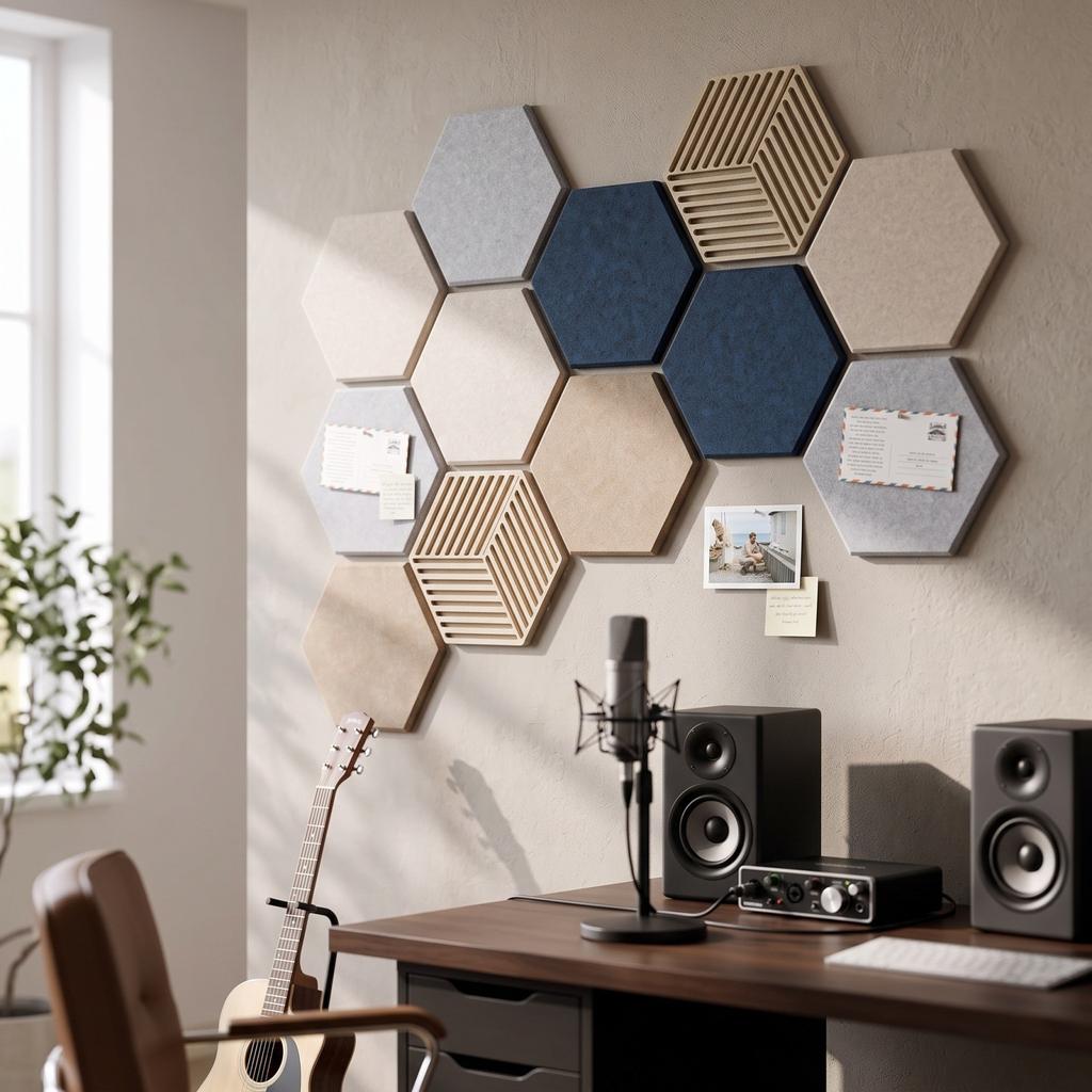 10 Pack Hexagonal Acoustic Panels, High Density Self-Adhesive Wall Panels for Noise Reduction and Decoration