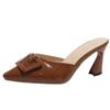 Ladies Shoes 2024 Butterfly Pointed Toe Women's Brown Slippers Dress Office Slip on Ladies Heeled Shoes Thin Heel Female Mules