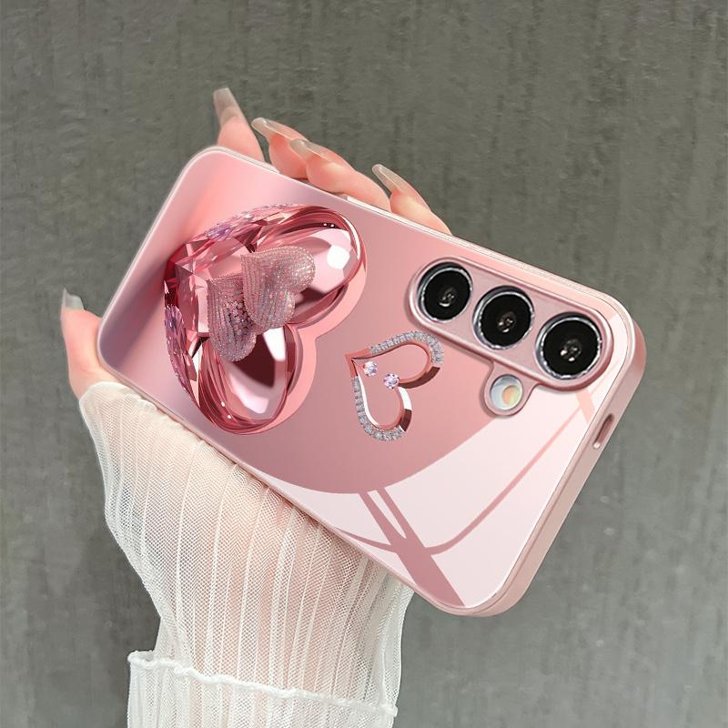 Shimmering Pink Heart Pattern Exquisite PhoneCase for Samsung Galaxy S26 S25 S24 S23 S22 S21 FE Ultra Plus women Built-in glass