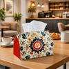 1pc Bohemian Mandala Ethnic Floral Tissue Holder Featuring a Symmetrical Design, Colorful Fabric Napkin Storage Organizer Suitable for Kitchen And Car