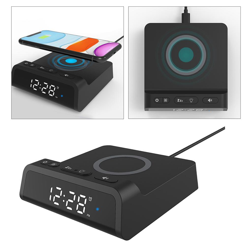 Electric LED Alarm Clock QiCertified with Wireless Charger for Bedroom