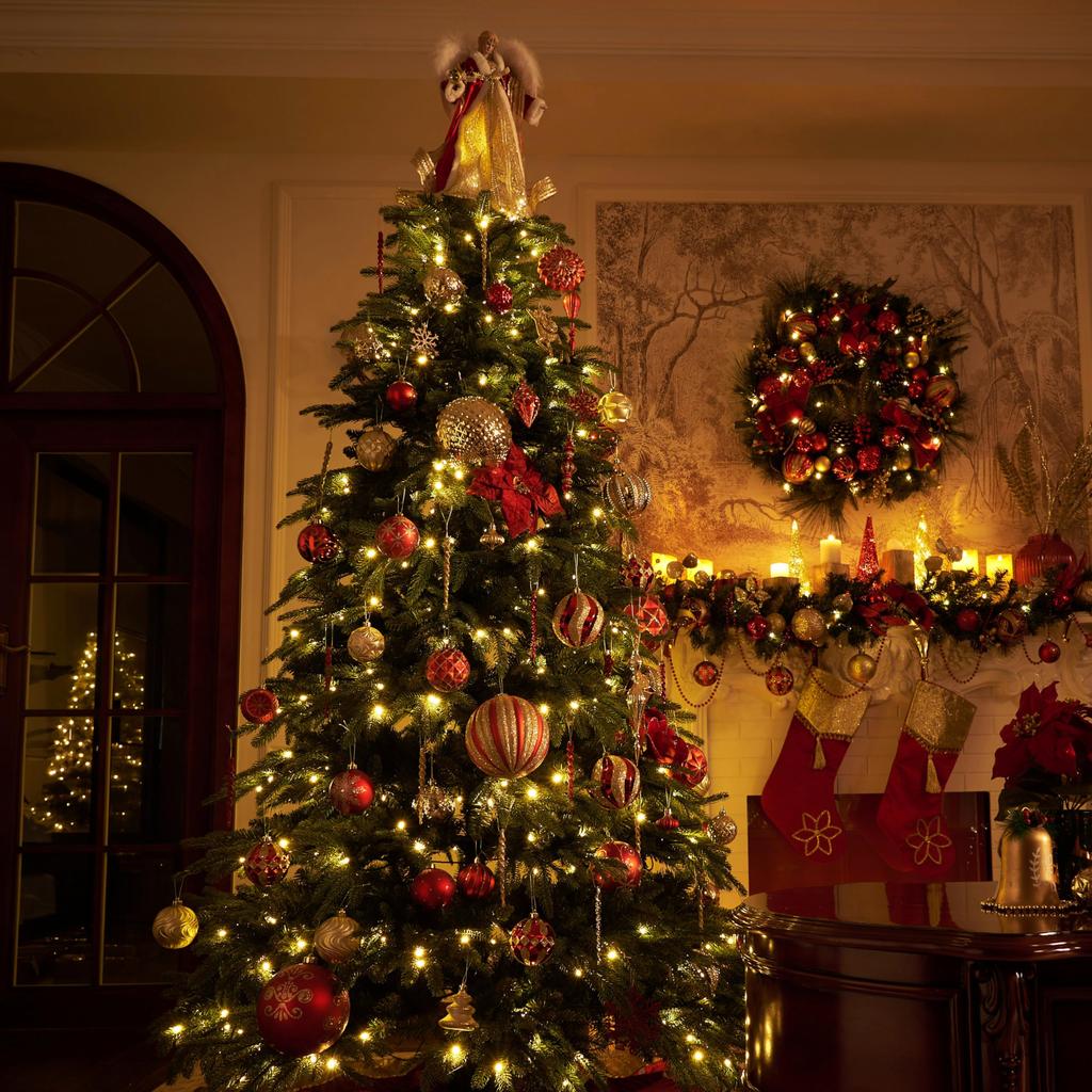 Valery Madelyn Christmas Christmas Set of Christmas Christmas Tree Christmas Gorgeous Christmas Ball Ornaments in Red and Gold Ornaments, Large,