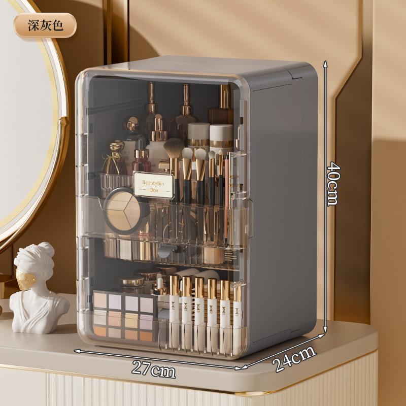 Desktop Cosmetics Storage Box Premium Large Capacity Cotton Foldable Dust Dresser Skin Care Product Shelf