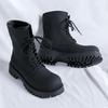 Big Head Martin Boots Men's Thick-soled Height-increasing Locomotive Boots Big Head Carbon Black Derby Boots-R