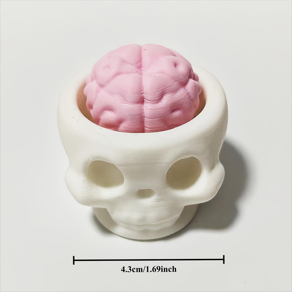 Squeezable Brain & Skull Replica, Soft Realistic Psychology Model with Expressive Eyes, Halloween Neuroscience Gift