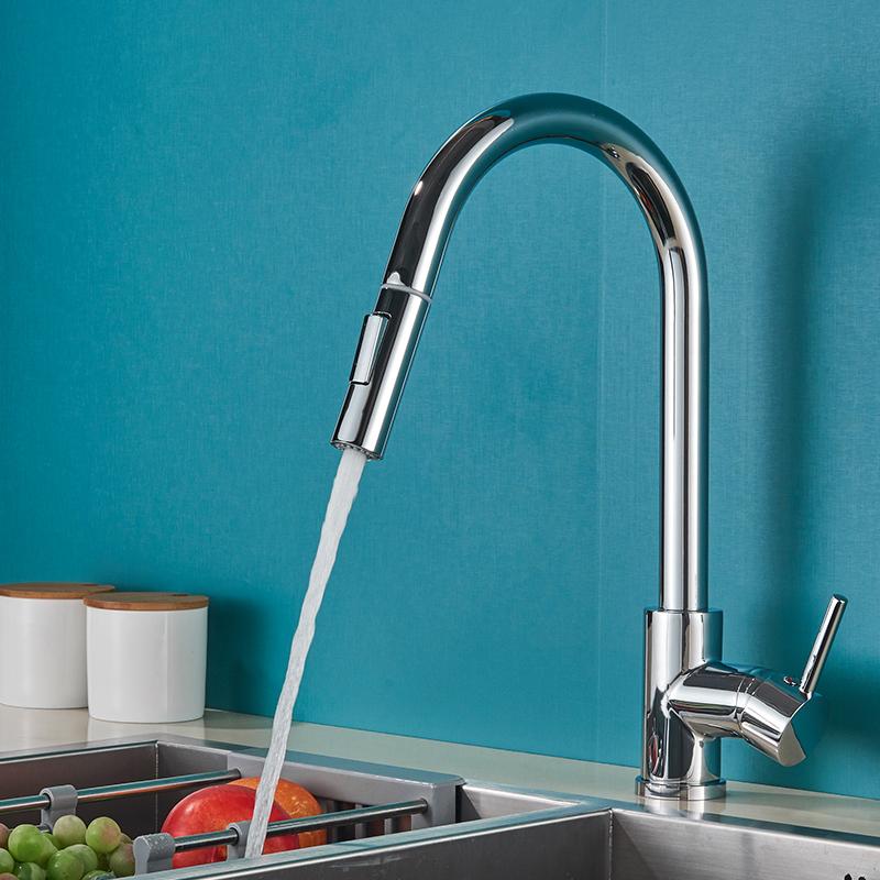 Pull Out Kitchen Faucets 360 Rotation Kitchen Mixer Tap Single Lever Mixer Tap Kitchen Sink Cold Hot Water Tap