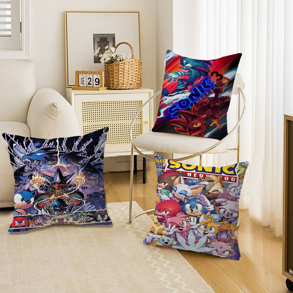 Anime Game S-SonicS Personalized Pillow Cover Kids Bedroom Wild Party Decor Pillowcase Kid Birthday Shower Gift