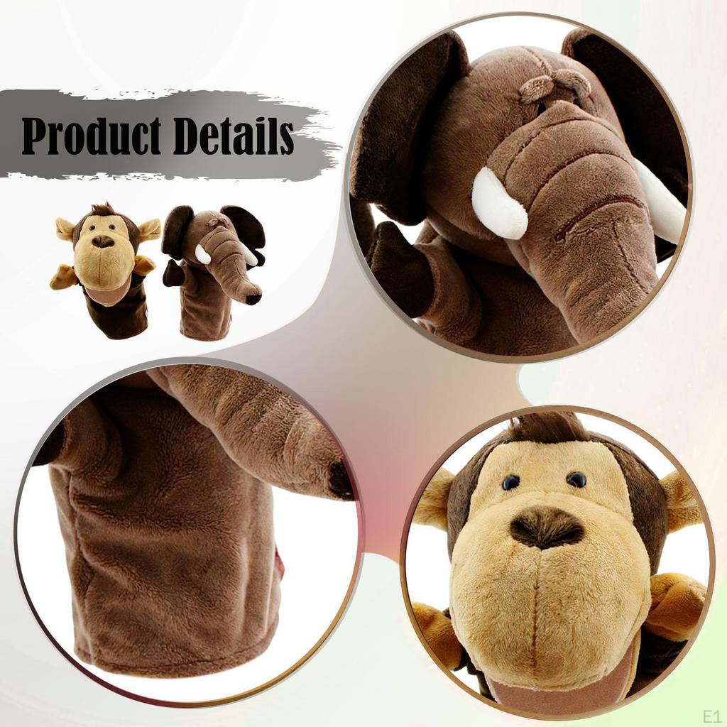 2 Pieces Animal Hand Puppet Plush Soft Toy Educational Stuffed Storytelling Puppets for Game