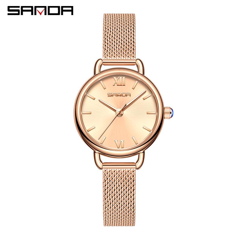 Sanda Women's Retro Roman Numeral Quartz Watch - Fashionable, Simple, and Waterproof