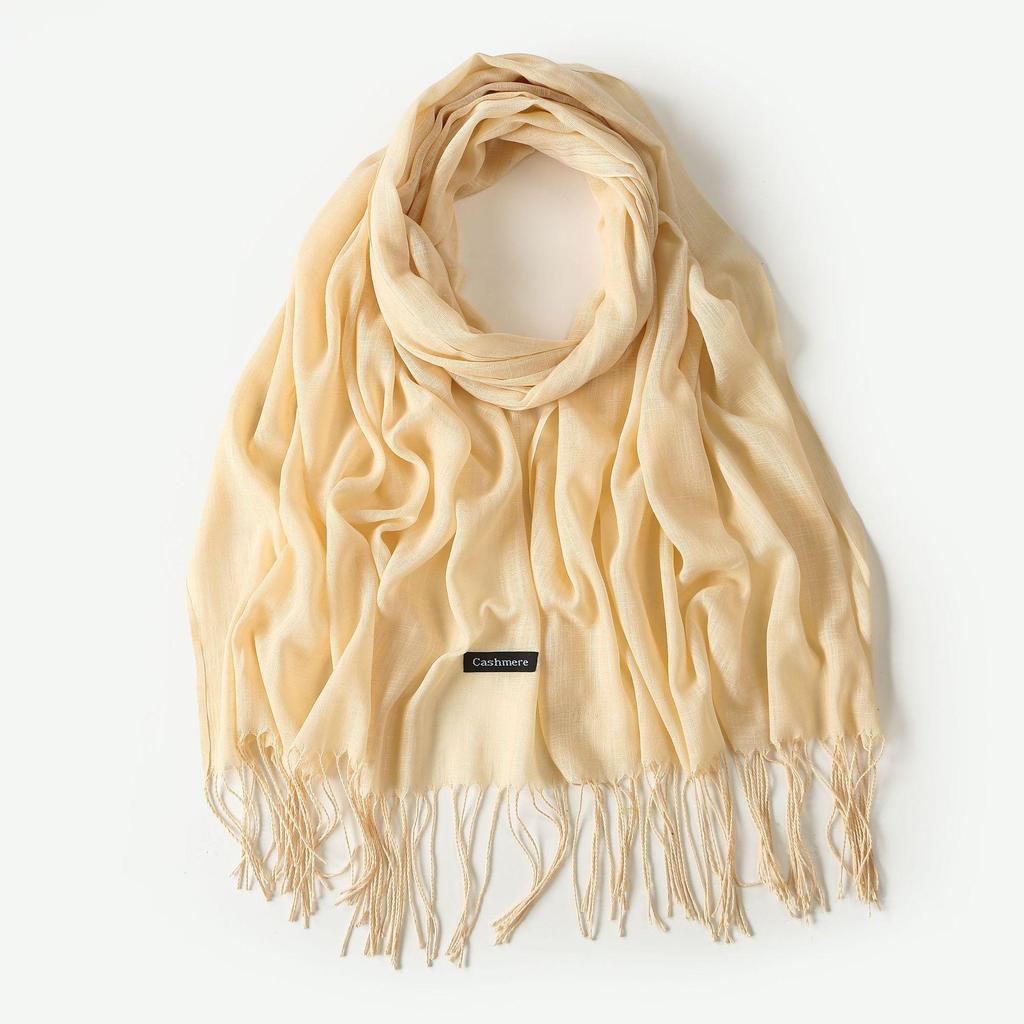 Trendy Niche Silk Scarf: Bamboo Yarn Tassel Shawl for Women