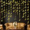 Gold Shimmering Musical Note Star Hanging Garland Gold Music Theme Party Hanging Backdrop Ceiling Decor for Birthday Baby Shower Party Concert