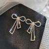 Bow Earrings 925 Silver Needle Rhinestone Celebrity Stud Earrings Hipster Personalized Earrings One Piece