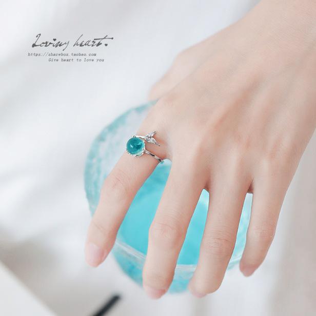 Mermaid Bubble Adjustable Open Ring: Korean Forest Style for Women and Students