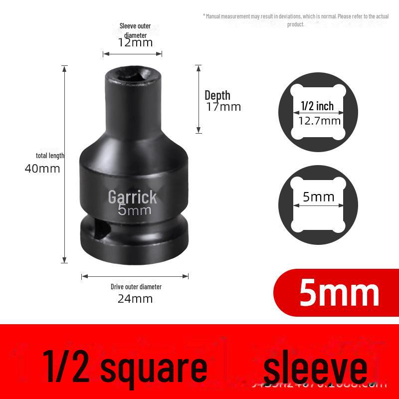 Viereckige Stecknusshülse mit Vierkantkopf, zwei äußere Vierkantlöcher, 22/24 Dafei, 12,5 mm, kleiner Luftkanonenschlüssel.