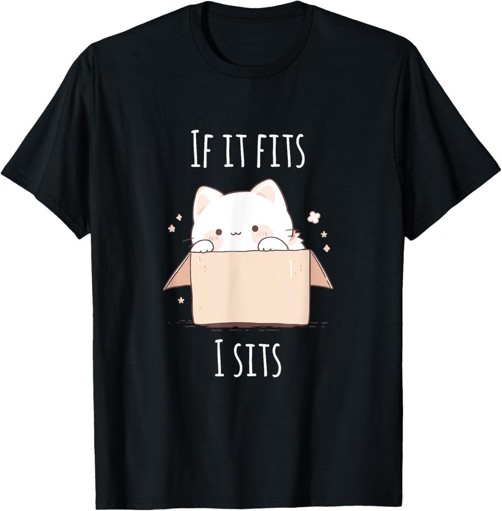 Funny & Cute Cat Sitting In Box If It Fits I Sits - Cat T-Shirt Unisex T-Shirt S