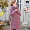 Women's Mid-Length Hooded Winter Down Jacket - Warm Embroidered White Duck Down Coat for Middle-Aged & Elderly