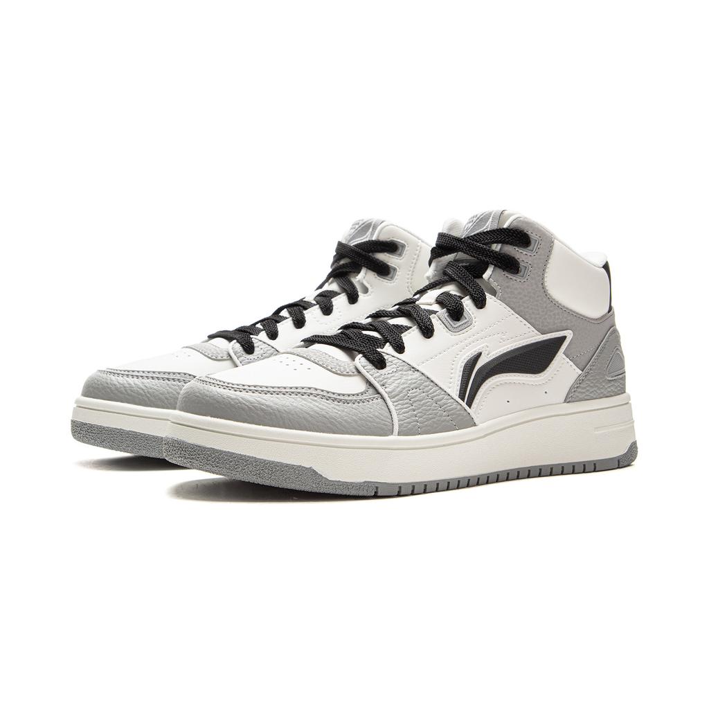 New LiNing Tianji HI Slip Resistant Abrasion Resistant Mid top Skateboard Shoes Men's Light Gray AGCV339-2