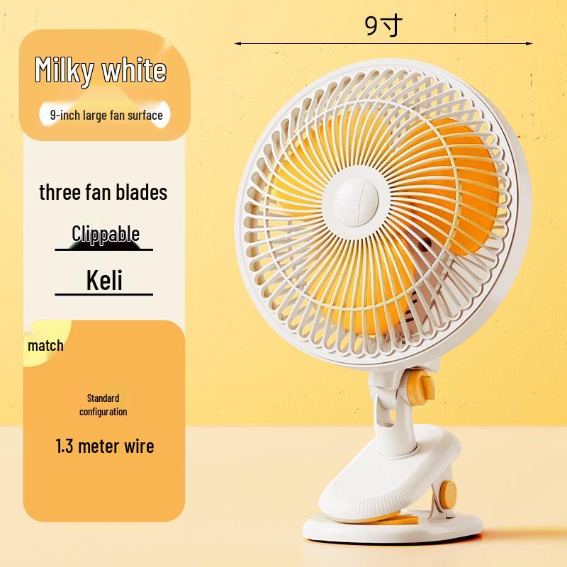 Rechargeable Silent Electric Desktop Clip-On Fan for Dorm, Office, or Bedside.