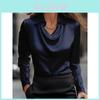 Chemise Satinée Pour Femme Avec Col Classique Revers Manches Longues Décontractée Tenue de Bureau