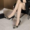 Pointed Autumn and Winter Sexy Professional Single Shoes Black Fluffy Temperament Thin Temperament High Heels Thin Heel Versatile