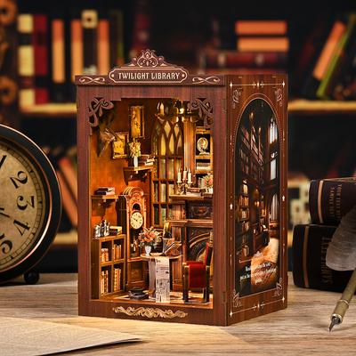 DIY Book Nook Kit Miniature Booknook Wooden Doll House 3D Puzzle Bookshelf Insert For Dollhouses Handmade Toy Christmas Gifts