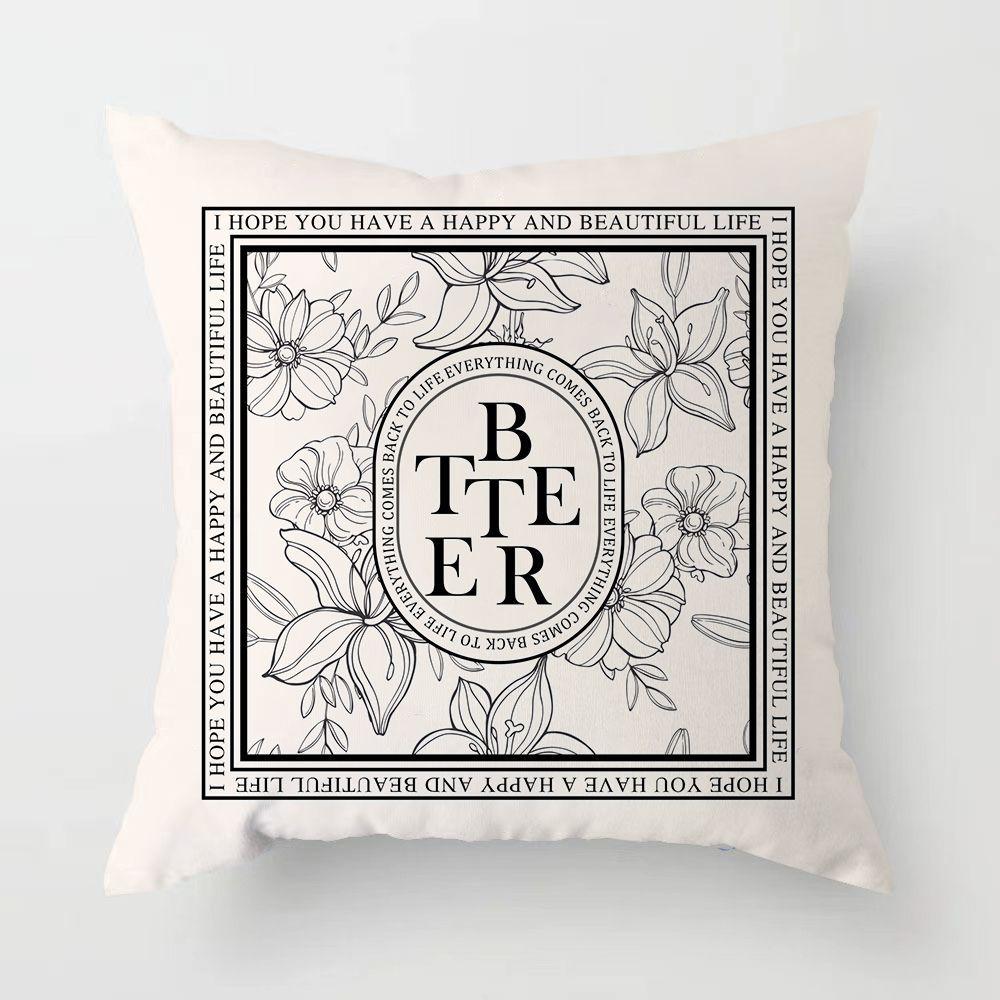 American Retro Light Luxury Pillow Black and White Sofa Living Room Pillow Cushion Dormitory Bedroom Bedside Pillow Removable and Washable