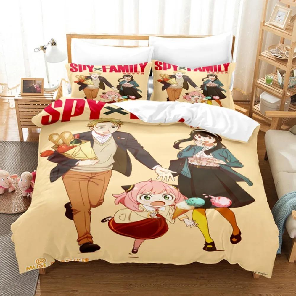 Set de lenjerie de pat Anime SPY×FAMILY Anya Forger Set husă de plapumă Microfibră Single Queen King Twin Full Size Husă de plapumă Pentru cadouri