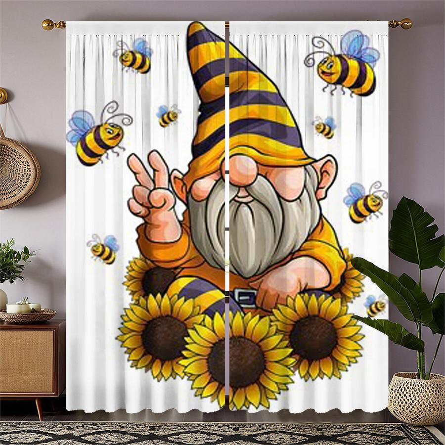 Santa Claus Dwarf Print Curtains Christmas Decorations Bedroom Living Room Home Decoration Curtain Polyester Perfect For Sitting