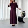  cross-border European and American autumn new single shoulder suspender slim-fit long-sleeved A-shaped long skirt slim-fit temperament women's 