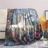 1PC Custom Name Unicorn Flower Patterned Flannel Blanket Suitable For All Seasons for Home Decor Warmth and Comfort Gifts Holiday Present_xia