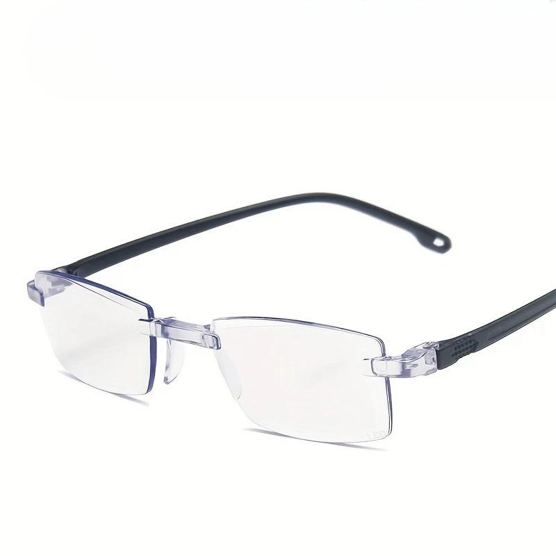 Fashionable Anti Blue Light Reading Glasses Frameless Cut Edges for Men and Women +100 To +400