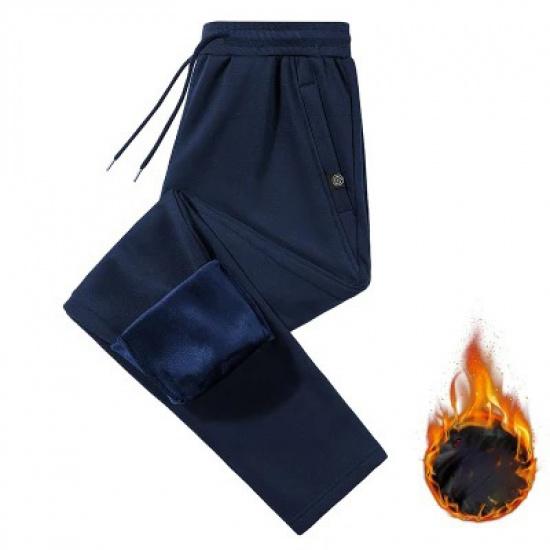 2025 Autumn/Winter Cotton Sports Pants Loose Middle Aged Men'S Pants With Velvet/Regular Large Size Elastic Waist Casual Pants