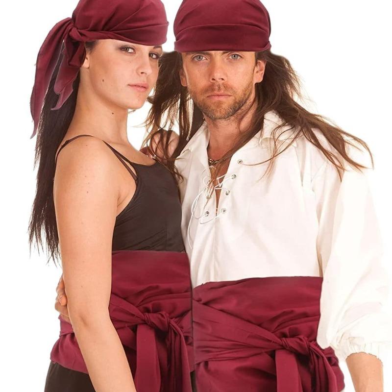 Set di Bandane da Pirata Sciarpa Cotone Vintage Fascia per la Testa Fascia per la Vita Essenziale per Halloween Cosplay