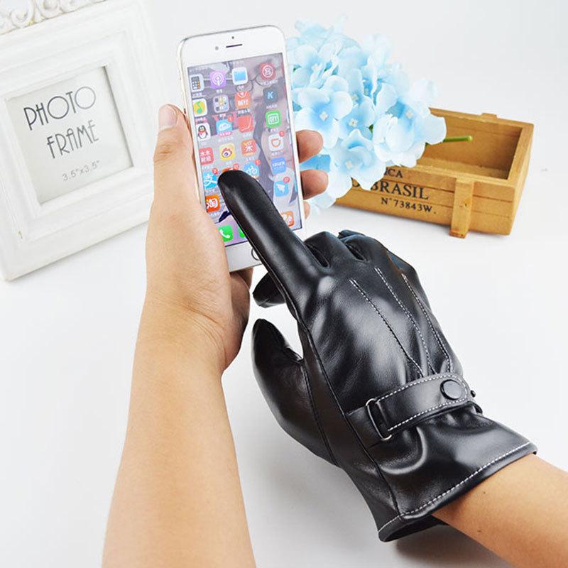 Men's Autumn and Winter Warm Fleece Cold and Windproof Riding Gloves