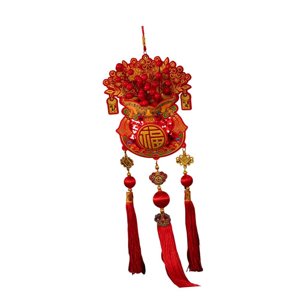 Lunar Year Celebration Accessory Red Flannel Pendant Traditional Luck Bag for Home Office Ceiling Decoration Chinese Festival