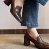 Best Seller Moda Tacco Chunky Donna Oes Pelle Briti Sle Piatto Oxs Autunno Nuovo Bla Punta Appuntita Faionable Calzature Casual