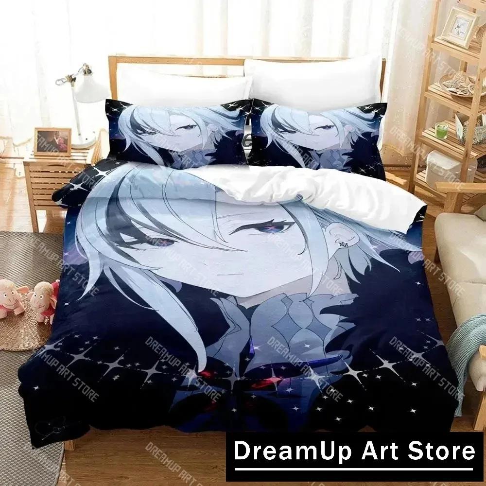 3D Anime Genshin Impact Arlecchino Bedding Set Duvet Cover Bed Set Quilt Cover Pillowcase Comforter King Queen Size Boys Adult