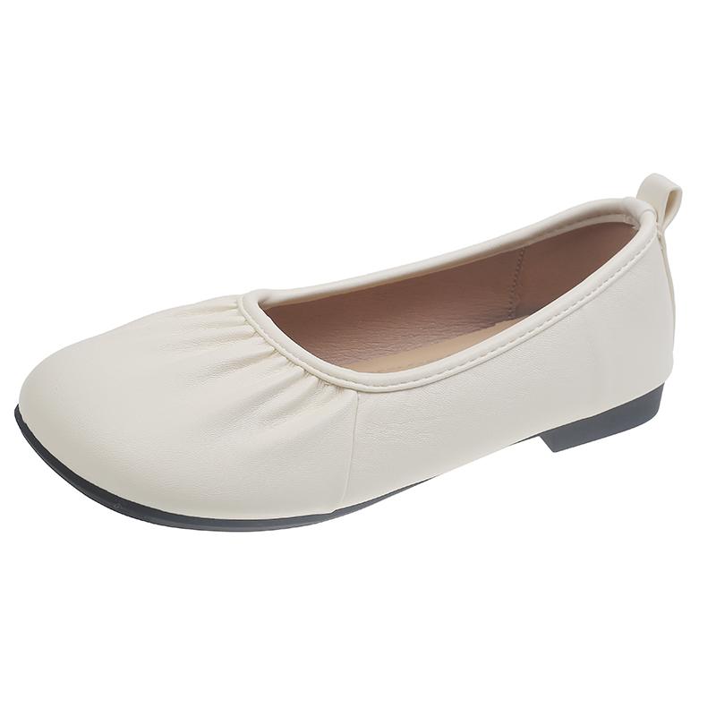 

Fashion Pleated Shallow-mouth Shoes for Women New Round-toed Four-season Mary Jane Soft Flat-soled Slip-on Low-top Shoes 40