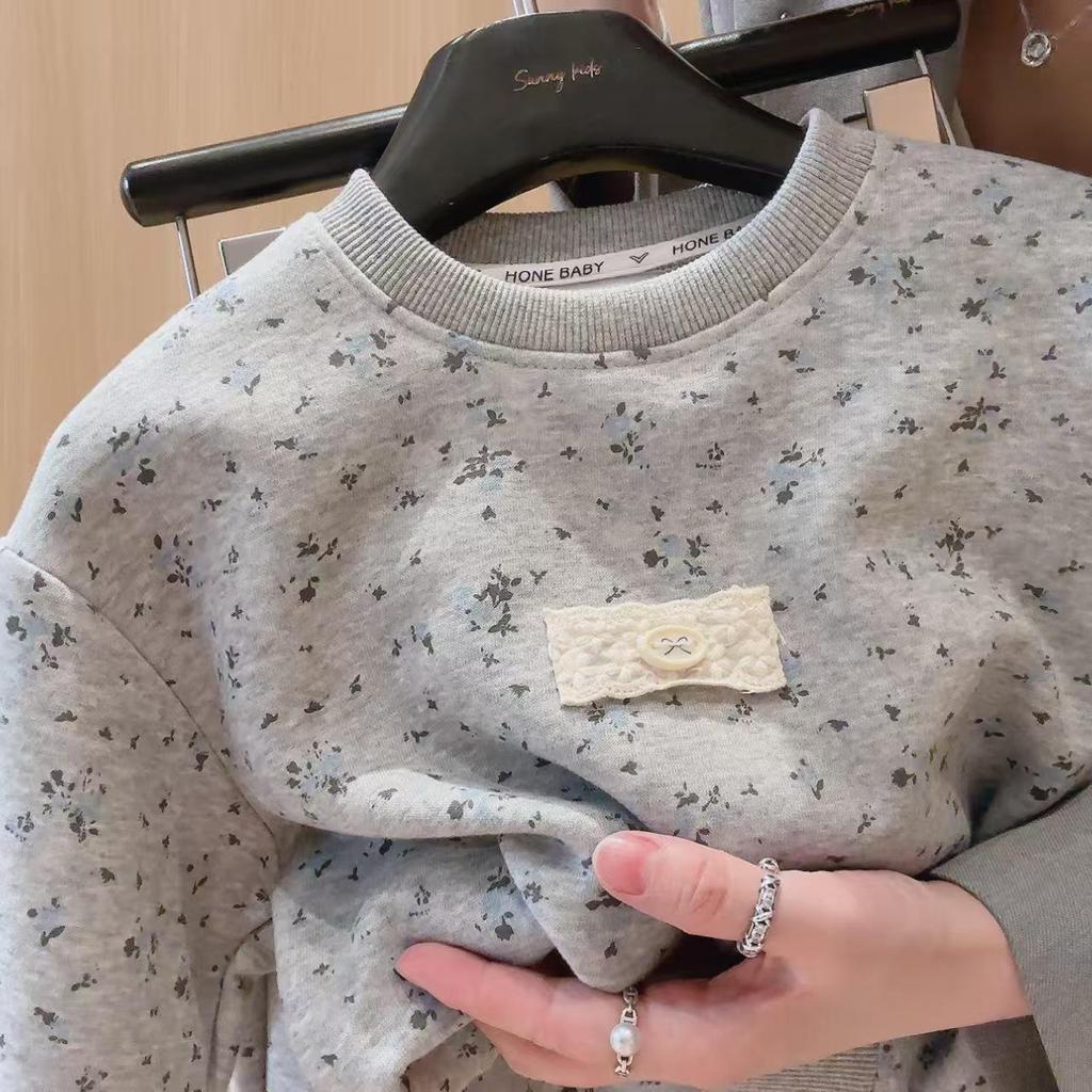 Korean Style Girls' Autumn Sweatshirt & Pants Two-Piece Set