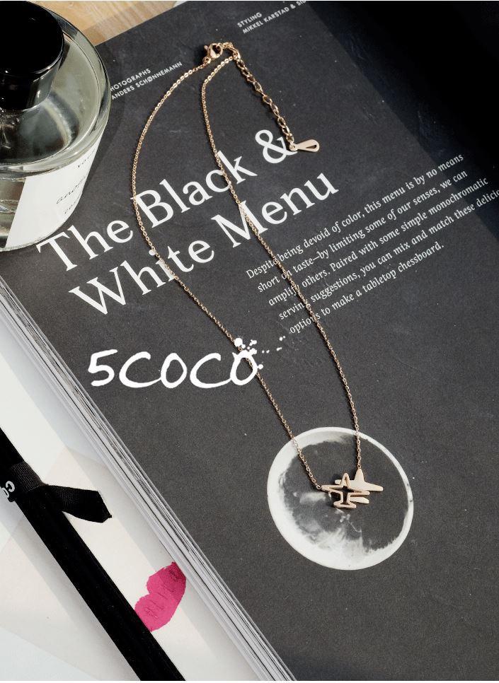 Korean Style Rose Gold Airplane Necklace for Women