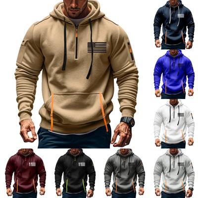 Men's Printed Sweatshirt Hoodie Zipper Arm Pocket Cardigan Men's Sports Large Size Casual Hoodie