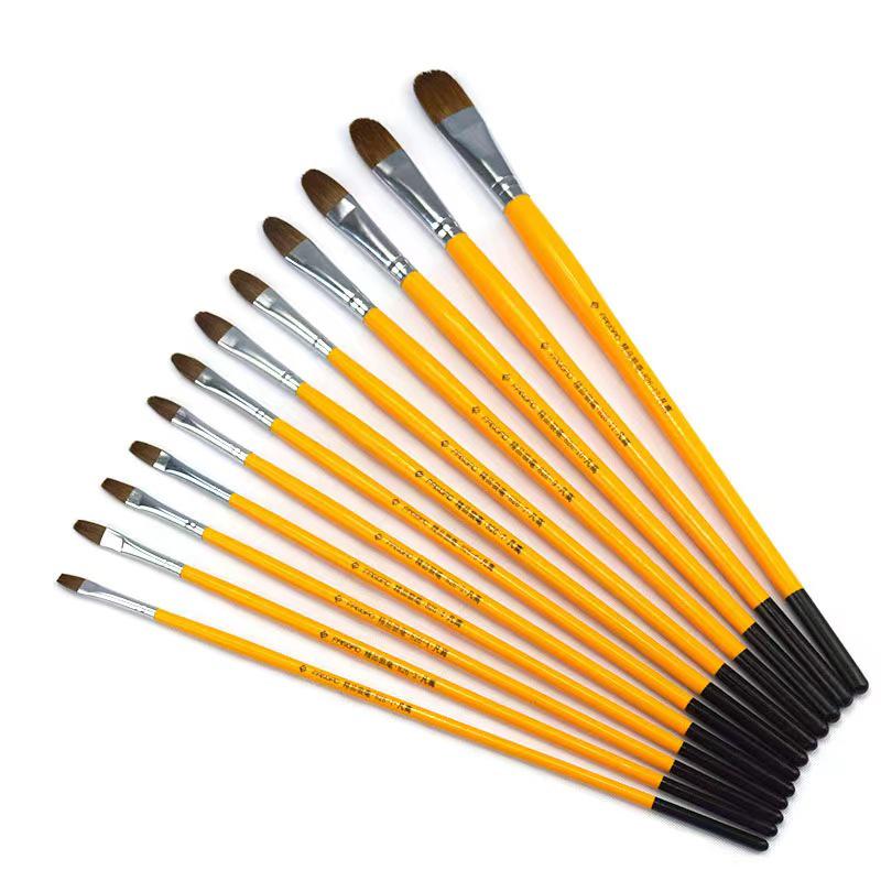 

Wolf Hair Art Brush for Gouache & Watercolor - Flat Doodling Pen for Kids & Oil Painting No. 1 жовтий