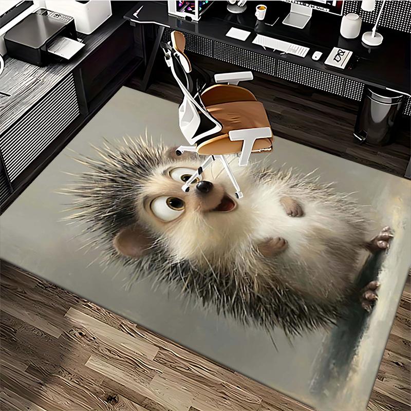 1pc Hedgehog Print Chair Mat - Anime Cartoon Design Office Chair Pad with Hedgehog Pattern for Non-Slip Carpet Suitable for Home Decor, Living Room, B