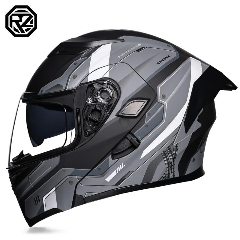 Motorcycle Helmet Peeling Helmet Double Lens Big Tail Locomotive Racing Helmet Running Helmet Men and Women Keep Warm In Winter