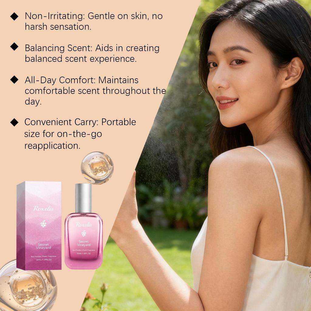 Vineyard Perfume: Fresh, Elegant, Long-lasting Scent with Rich Layers, Gentle for Daily Use, Commute, Dating & Travel.