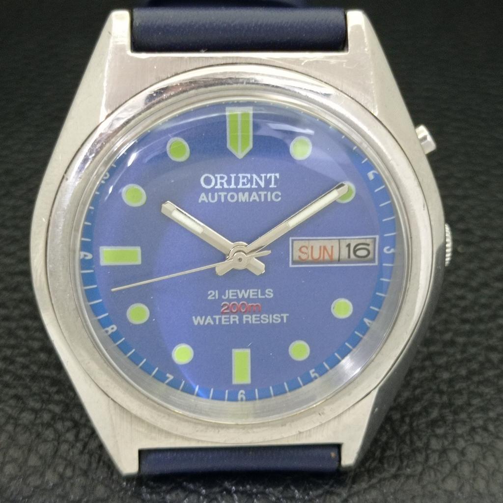 VINTAGE ORIENT AUTOMATIC 48741 JAPAN MENS BLUE COLOR DIAL WATCH a700637-5 R204-a700637