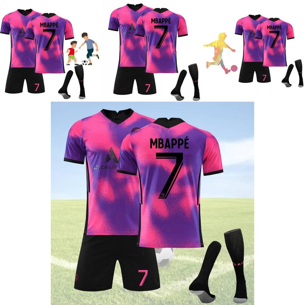 Stylish 2021 Paris Third Away Purple 7 Mbappe Football Kit 4 Ramos Jersey 30 Messi Suit Multiple Sizes