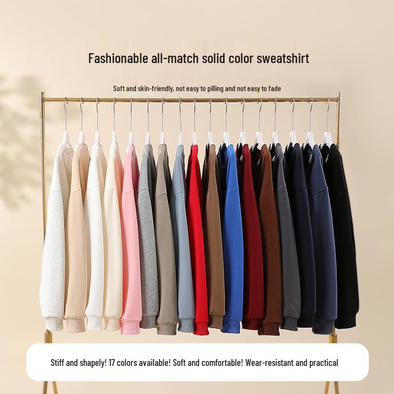 2026 Autumn Unisex 300g Cotton Round Neck Drop Shoulder Sweatshirt - Loose, Comfortable, and Skin-Friendly
