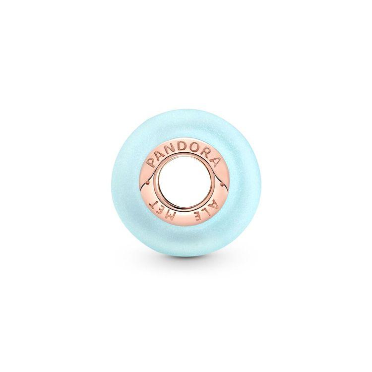 Pandora Murano Glass Charm Rose Gold Matte Blue Women Charm 789420C00