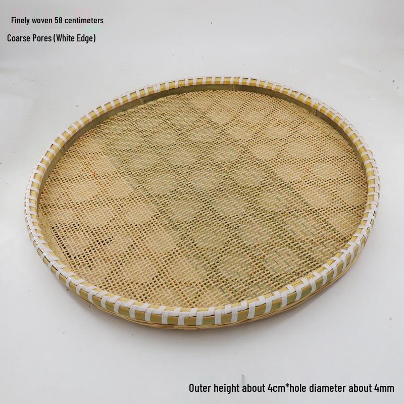 Blue Bamboo Weaving Sieve for Drying Tea, Dried Goods, and Rice - Round Winnowing Basket Tray
